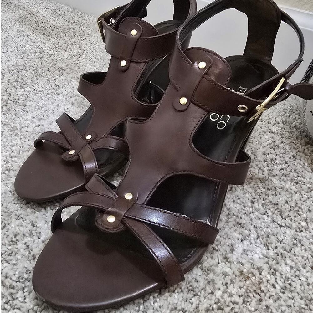 Women's Franco Sarto Leather 4-in Heel Strappy Sandal Sz 7M EUC - Picture 4 of 7